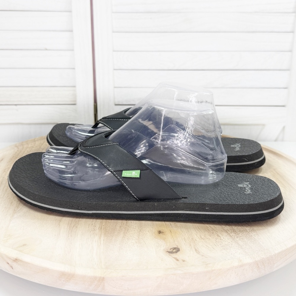 Sanuk Beer Cozy Yoga Mat Flip Flops Thong Sandals Black Mens Size 13 SMS2839C - Picture 3 of 10
